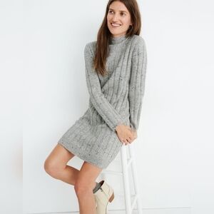 Madewell Donegal Rolled Mockneck Long Sleeve Gray Knit Sweater Dress - Size S